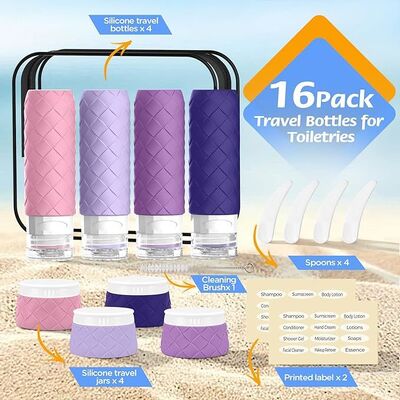 8 Pack Stackable Travel Refill Bottle Set, Leak Proof Travel Toiletry Bottles Set