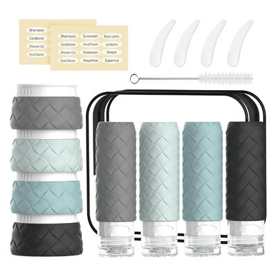 16-Piece Leak Proof Silicone Travel Bottle Set with TSA Approved Wide Mouth Design for Easy Refill