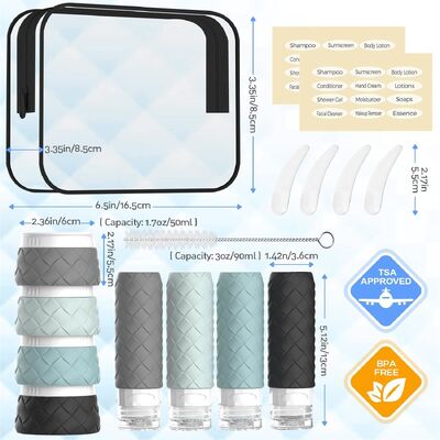 TSA Approved Leak-Proof Silicone Travel Bottle Set with Wide Mouth Design for Easy Refill