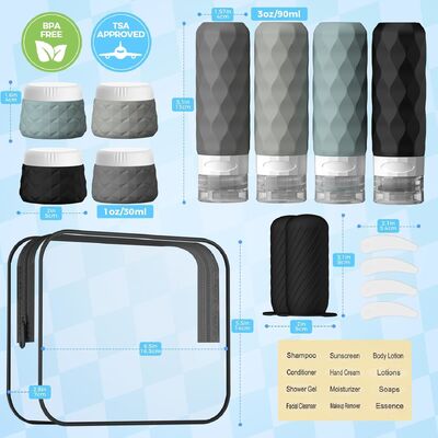 OEM 16 Pack Refillable Toiletry Travel Bottle Kit