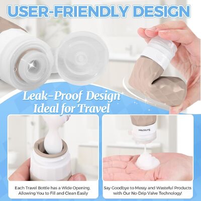 TSA Approved Leak-Proof Silicone Travel Bottle Set with Wide Mouth Design for Easy Refill