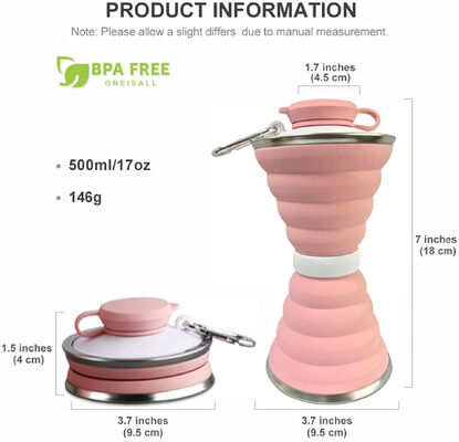 OEM ODM Foldable BPA Free 500ml Customized Silicone Folding Water Bottles 