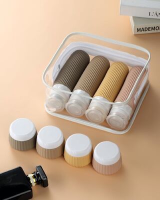 8 pack  Travel Bottle Container Set Leak Proof 90ml silicone bottle+30ml silicone Jars