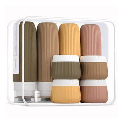 8 pack  Travel Bottle Container Set Leak Proof 90ml silicone bottle+30ml silicone Jars