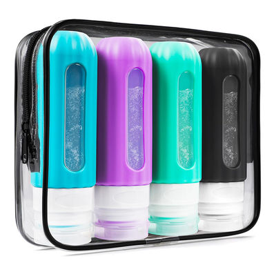 Set de Botellas de Viaje de Silicona de 3 oz/90 ml con Ventana Transparente