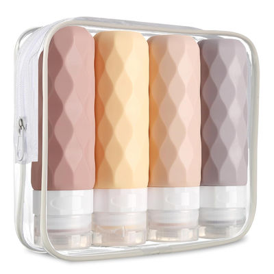 Rose Color Silicone Toiletries Travel Bottle Set Refillable 3oz