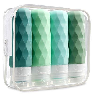 Mint Green Color Silicone Travel Bottle Set 90Ml For Toiletries