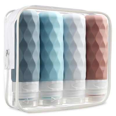 Refill Silicone Travel Bottle Set 90Ml Ocean Blue Color Leak Proof TSA Approval