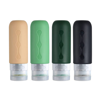 Green Cylinder Toiletry Empty Silicone Travel Bottle Set Refillable 90Ml