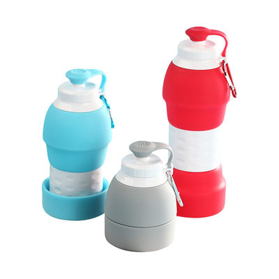 Garrafas de água dobráveis de silicone personalizadas de 580 ml, fáceis de limpar
