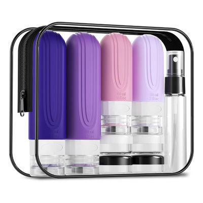 Conjunto de 16 garrafas de viagem de silicone à prova de vazamento, aprovadas pela TSA, com design de boca larga