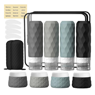 16 peças de garrafa de viagem de silicone à prova de vazamento com design de boca larga aprovado pela TSA para reabastecimento fácil