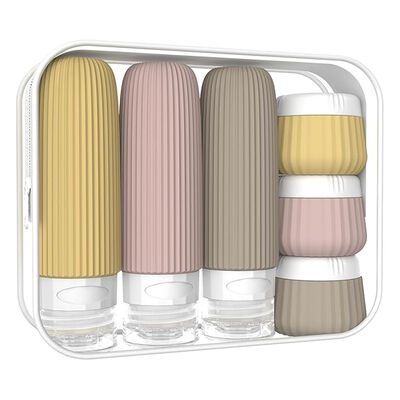 Tragbares TSA-zugelassenes, auslaufsicheres Silikon-Reise-Kulturbeutel-Set, 6 Stück, BPA-frei